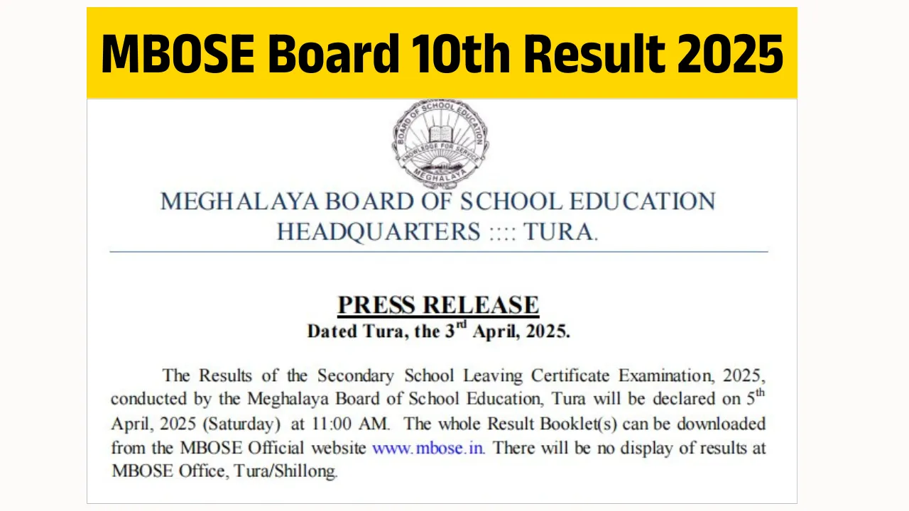 MBOSE Board 10th Result 2025